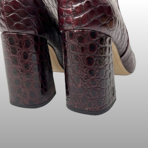 Sam Edelman Codie 2 Square Toe Ankle Bootie Boots Red Bordeaux Croc Size 9.5 - Picture 7 of 14